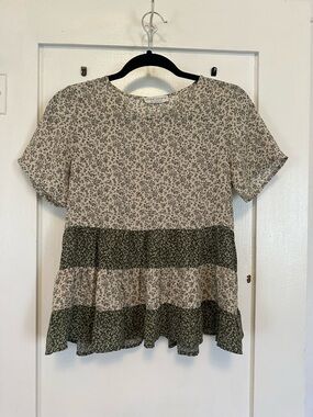 Paper Crane Floral Peplum Top